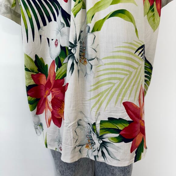Tommy Bahama Silk Camp Shirt Button-Down Hibiscus Tropical | XL - Picture 7 of 9